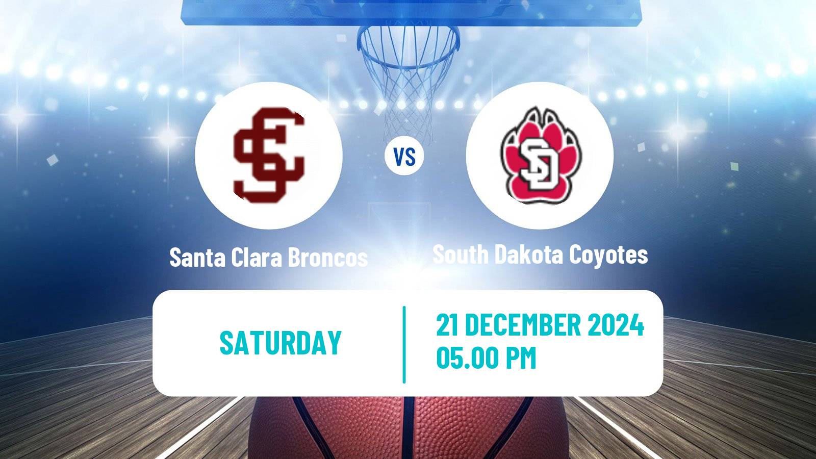 Basketball NCAA College Basketball Santa Clara Broncos - South Dakota Coyotes