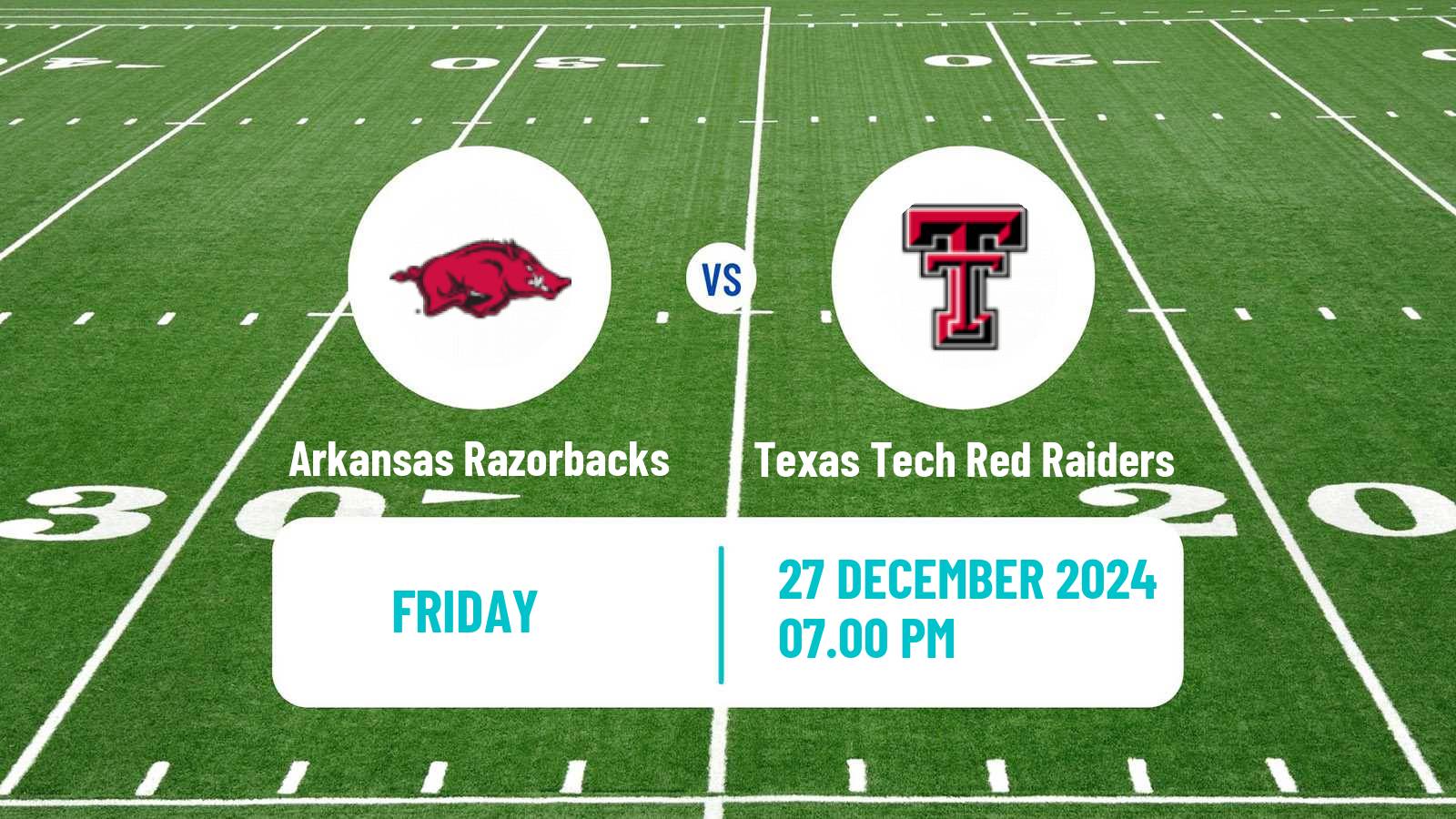 American football NCAA College Football Arkansas Razorbacks - Texas Tech Red Raiders