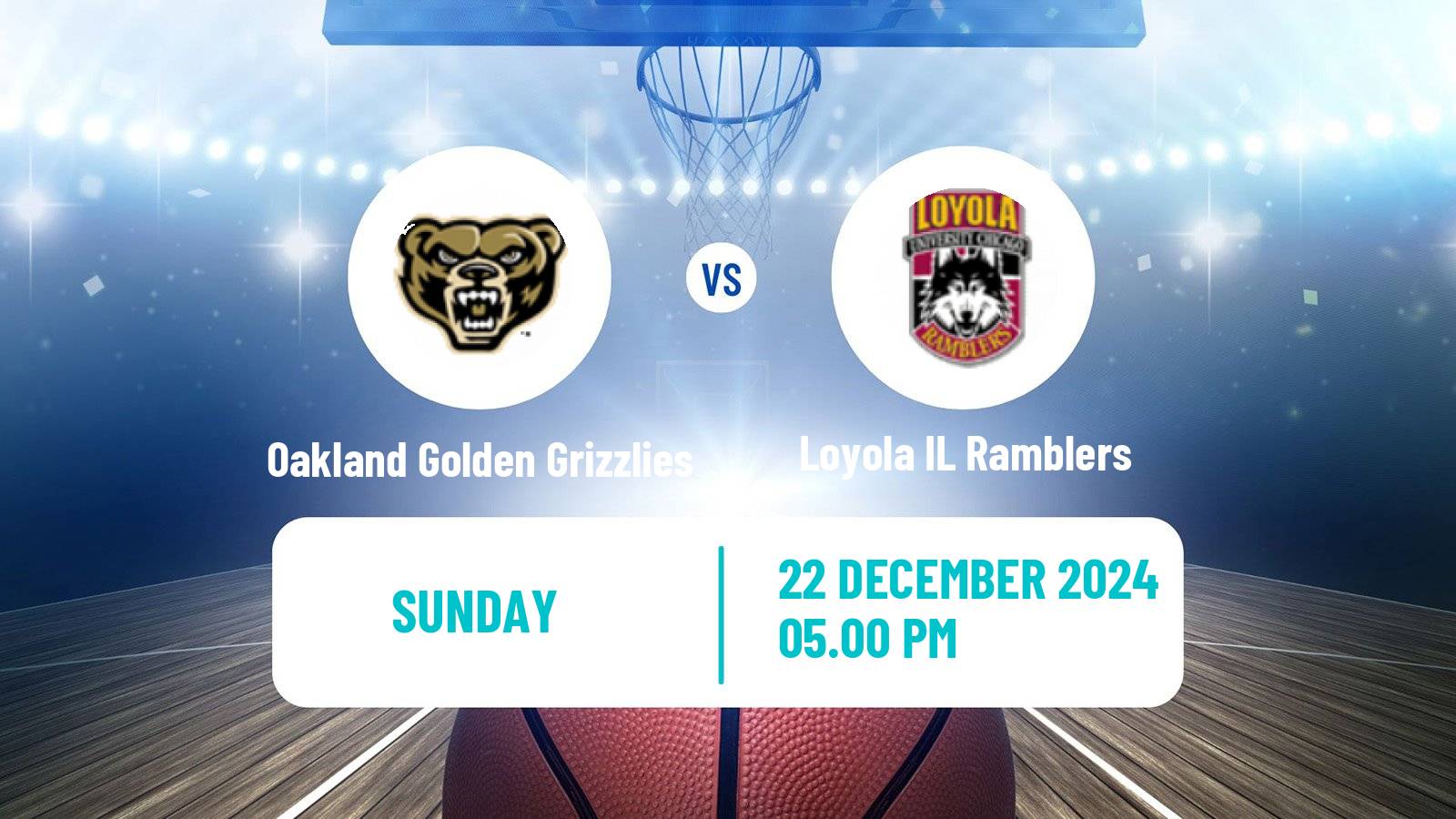 Basketball NCAA College Basketball Oakland Golden Grizzlies - Loyola IL Ramblers