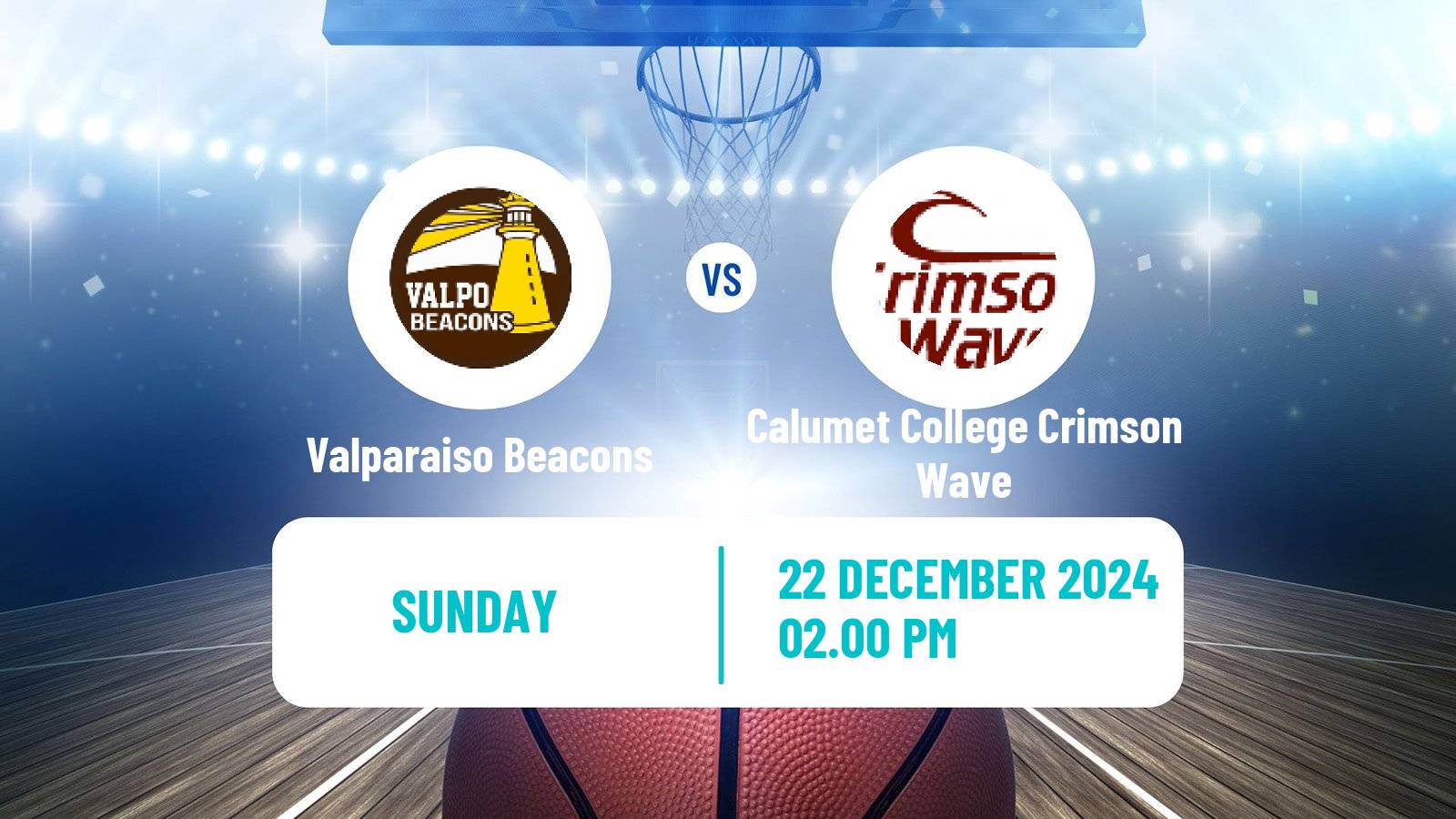 Basketball NCAA College Basketball Valparaiso Beacons - Calumet College Crimson Wave