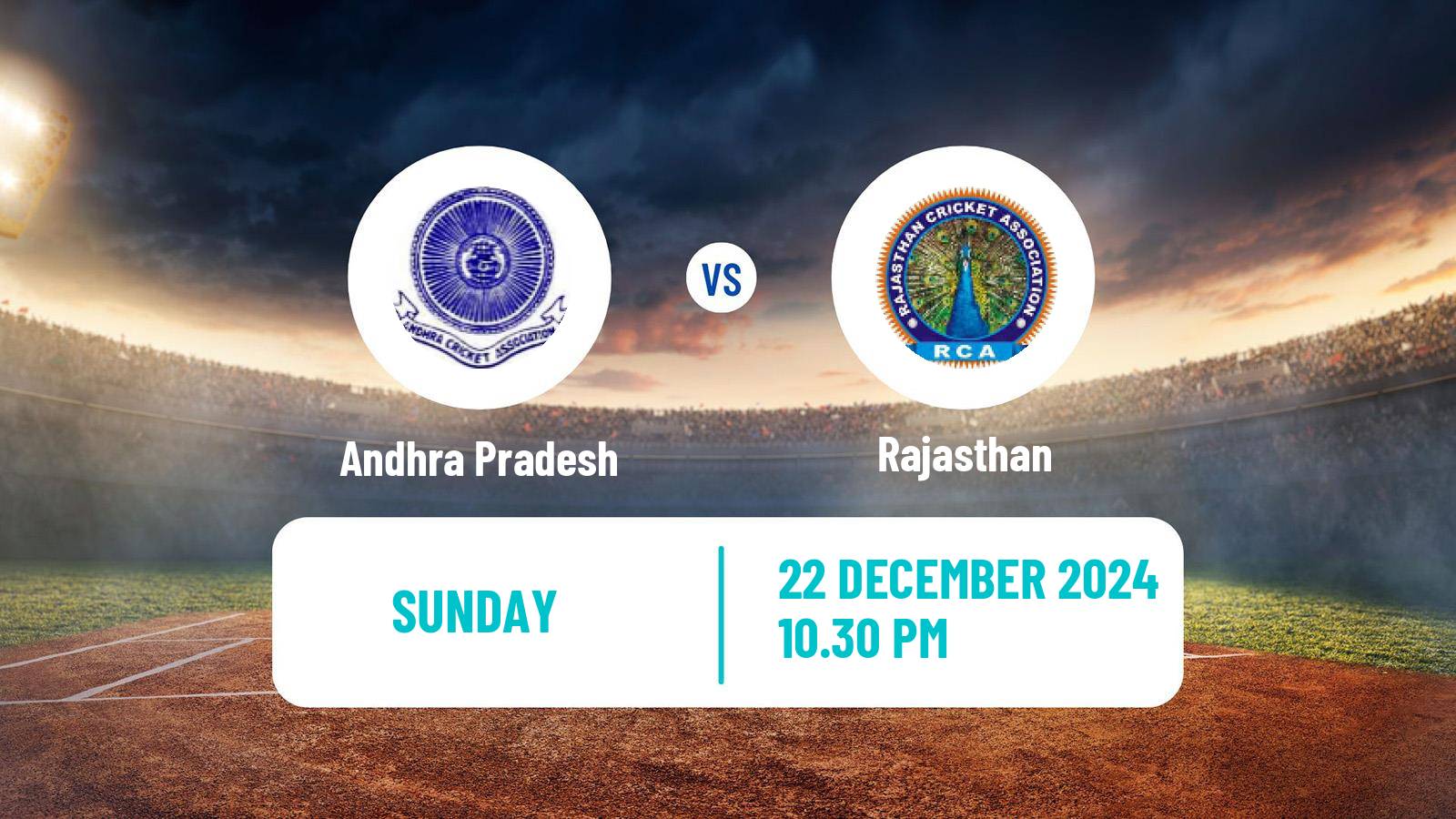 Cricket Vijay Hazare Trophy Andhra Pradesh - Rajasthan