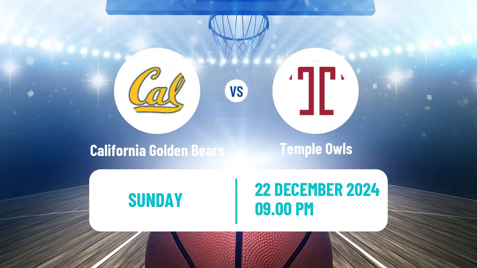 Basketball NCAA College Basketball Women California Golden Bears - Temple Owls