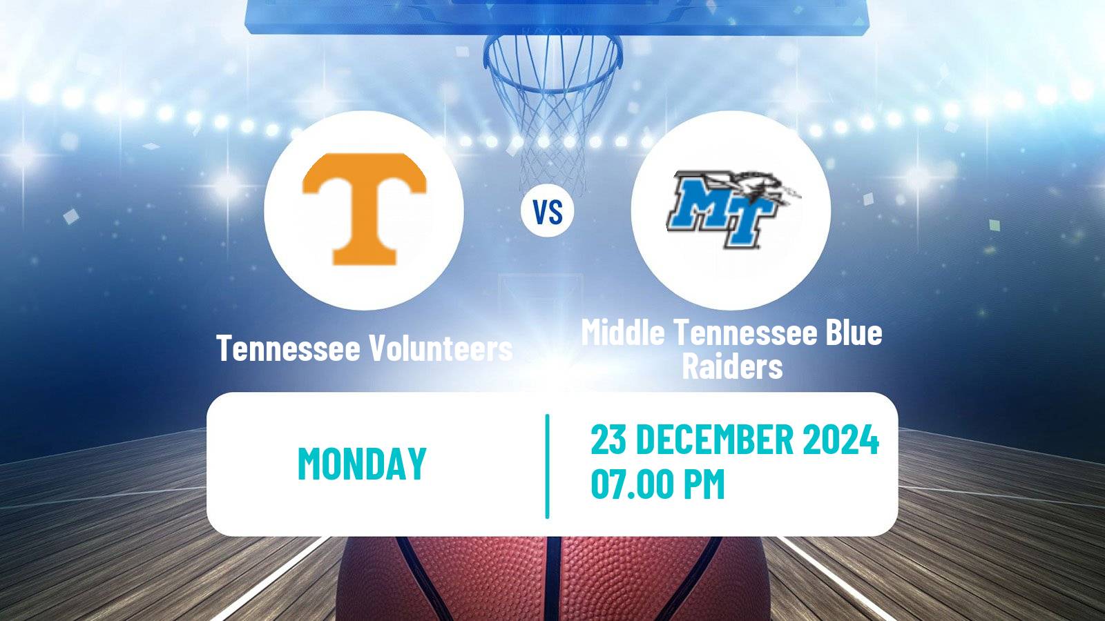 Basketball NCAA College Basketball Tennessee Volunteers - Middle Tennessee Blue Raiders