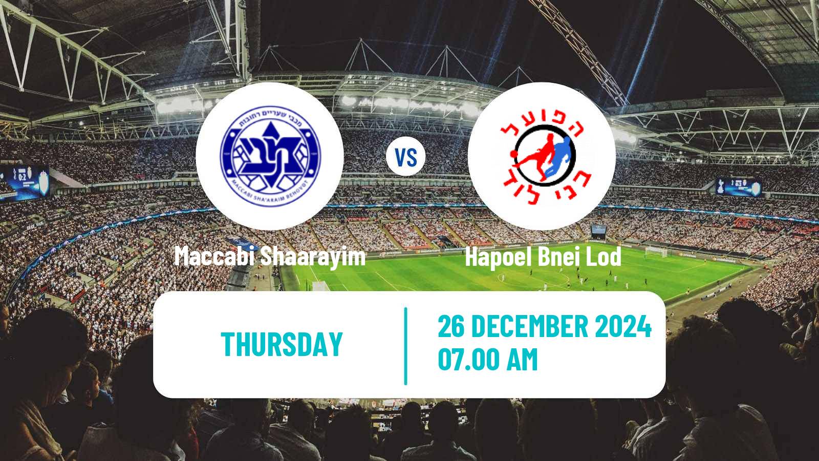 Soccer Israeli Liga Alef South Maccabi Shaarayim - Hapoel Bnei Lod