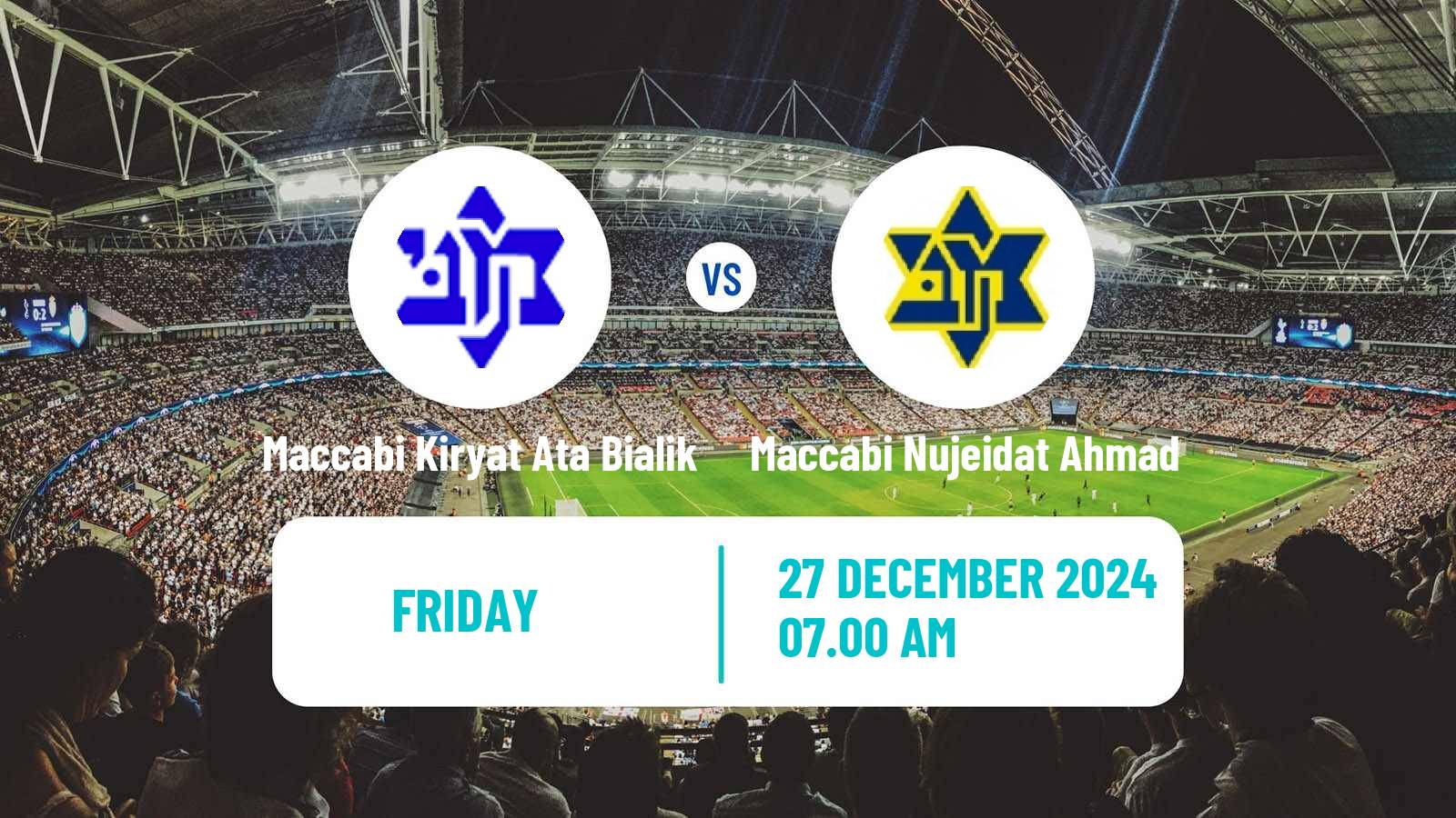 Soccer Israeli Liga Alef North Maccabi Kiryat Ata Bialik - Maccabi Nujeidat Ahmad