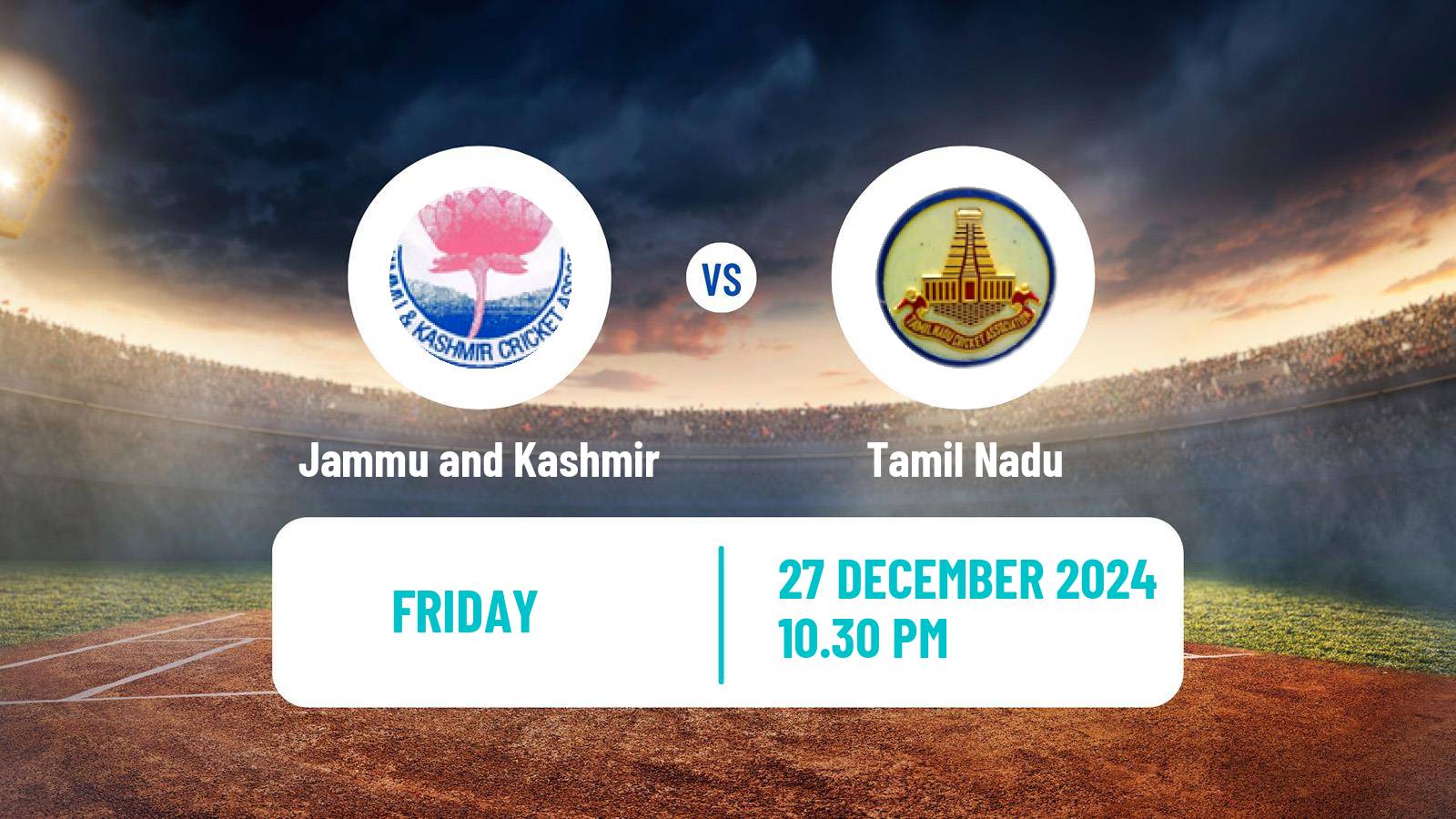 Cricket Vijay Hazare Trophy Jammu and Kashmir - Tamil Nadu