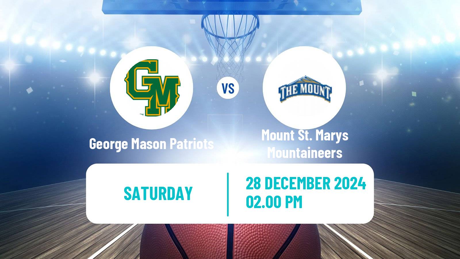 Basketball NCAA College Basketball George Mason Patriots - Mount St. Marys Mountaineers