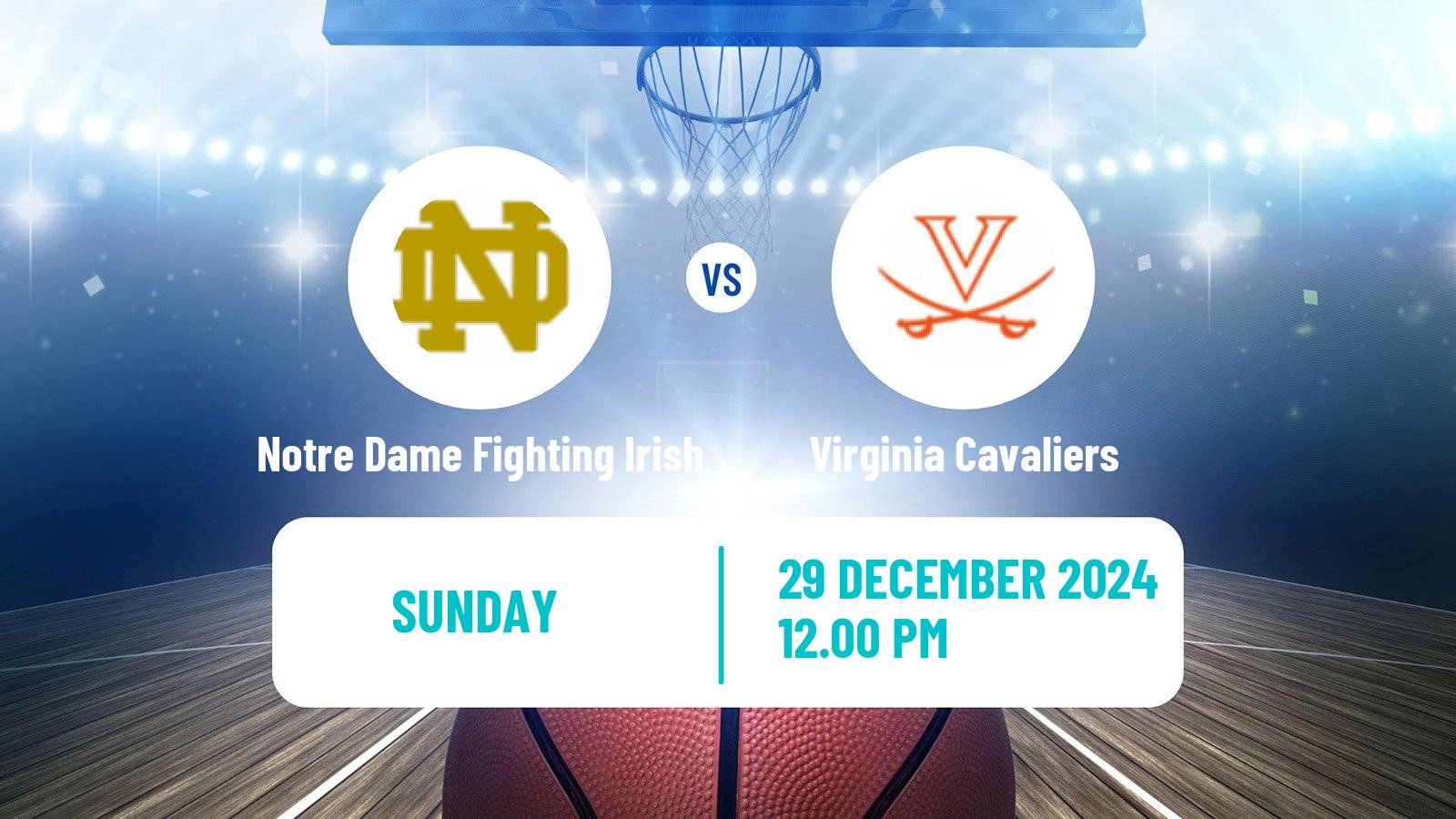 Basketball NCAA College Basketball Women Notre Dame Fighting Irish - Virginia Cavaliers