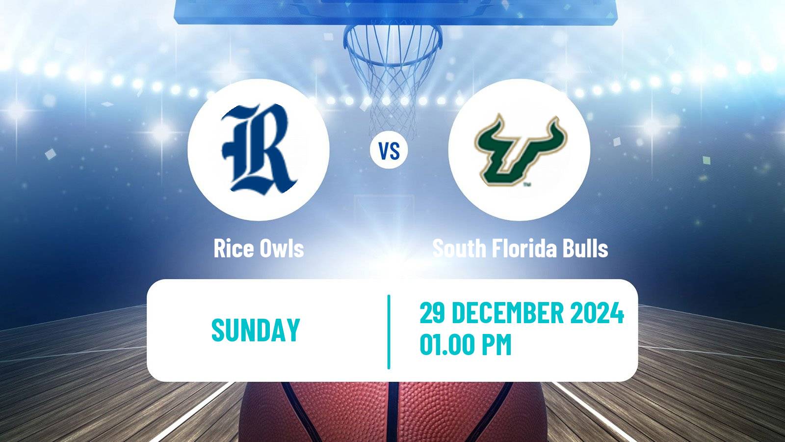 Basketball NCAA College Basketball Women Rice Owls - South Florida Bulls