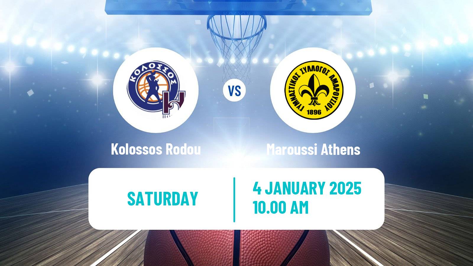 Basketball Greek Basket League A1 Kolossos Rodou - Maroussi Athens