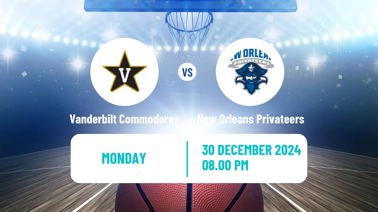 Basketball NCAA College Basketball Vanderbilt Commodores - New Orleans Privateers