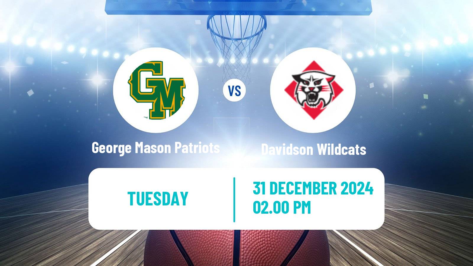 Basketball NCAA College Basketball George Mason Patriots - Davidson Wildcats