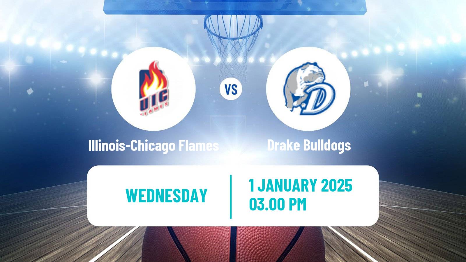 Basketball NCAA College Basketball Illinois-Chicago Flames - Drake Bulldogs