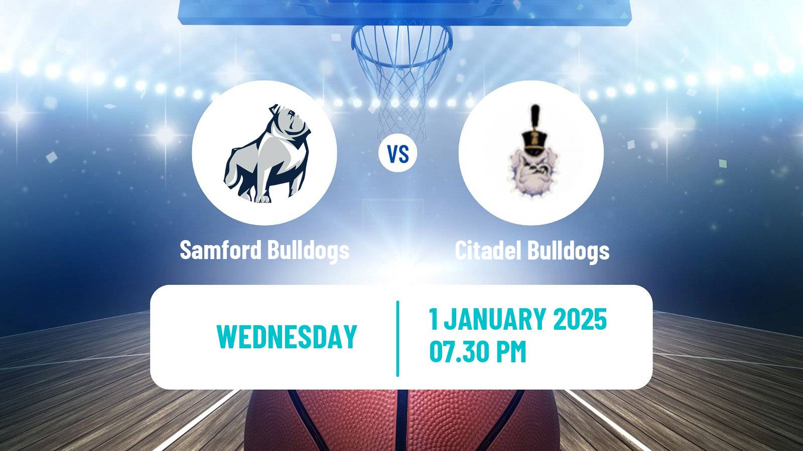 Basketball NCAA College Basketball Samford Bulldogs - Citadel Bulldogs