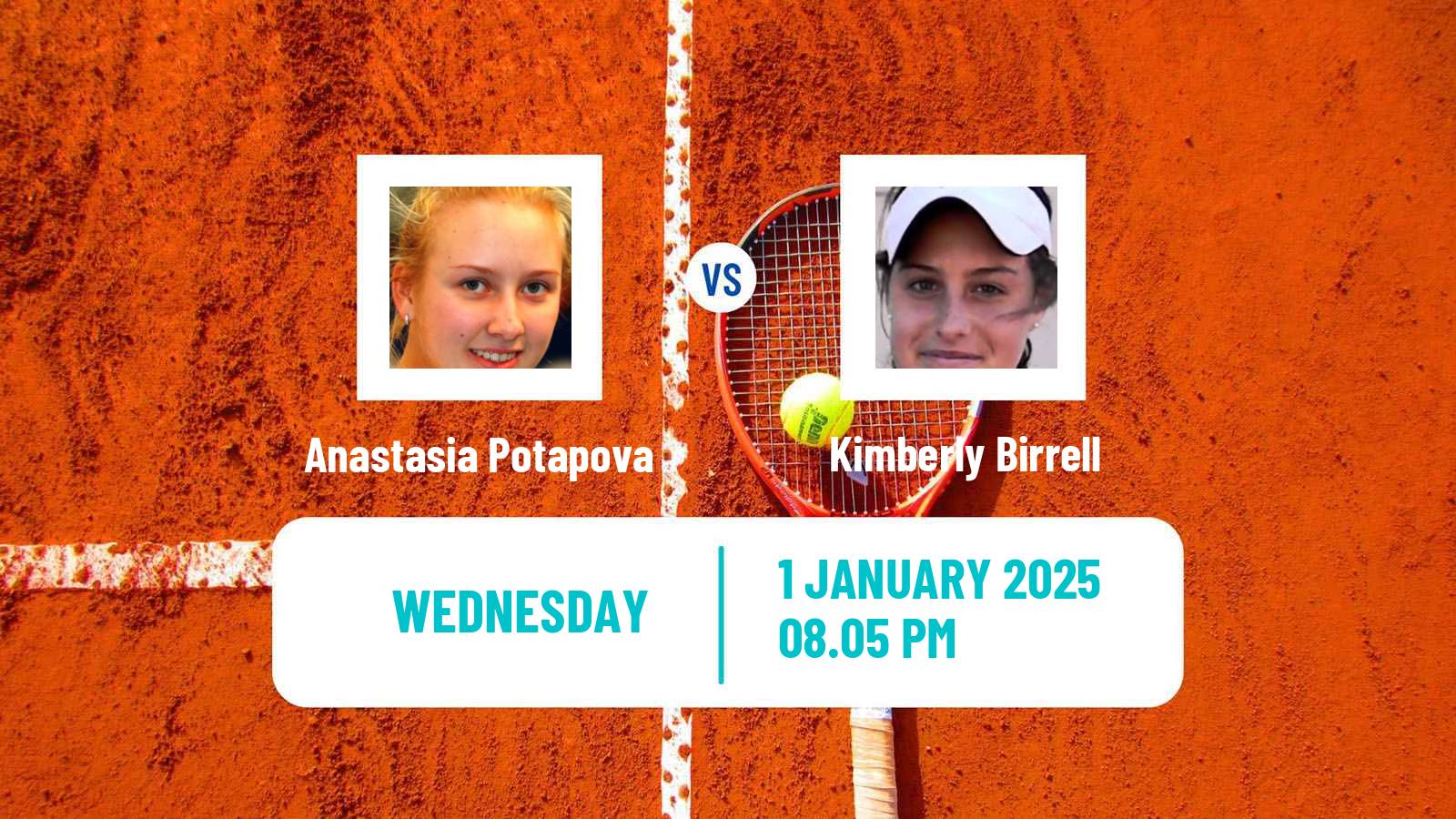 Tennis WTA Brisbane Anastasia Potapova - Kimberly Birrell