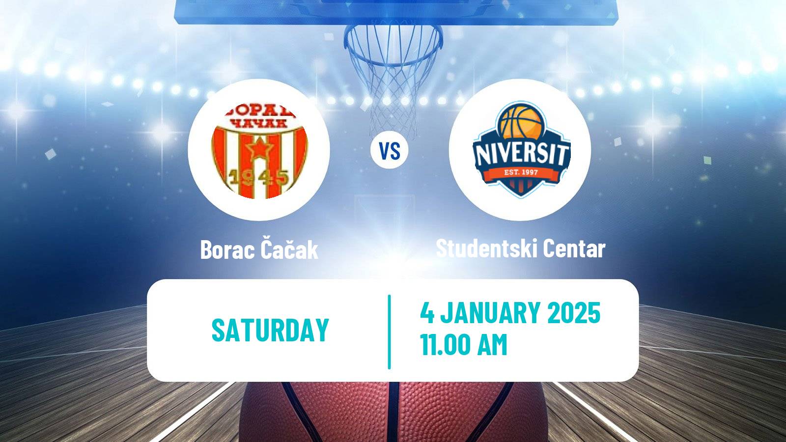 Basketball Adriatic League Borac Čačak - Studentski Centar