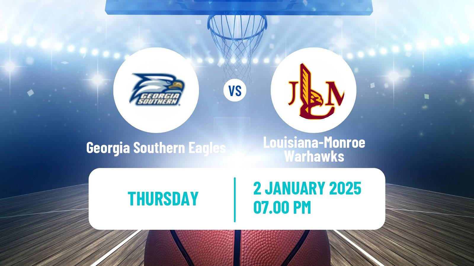 Basketball NCAA College Basketball Georgia Southern Eagles - Louisiana-Monroe Warhawks