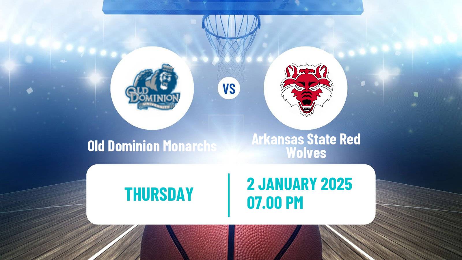 Basketball NCAA College Basketball Old Dominion Monarchs - Arkansas State Red Wolves