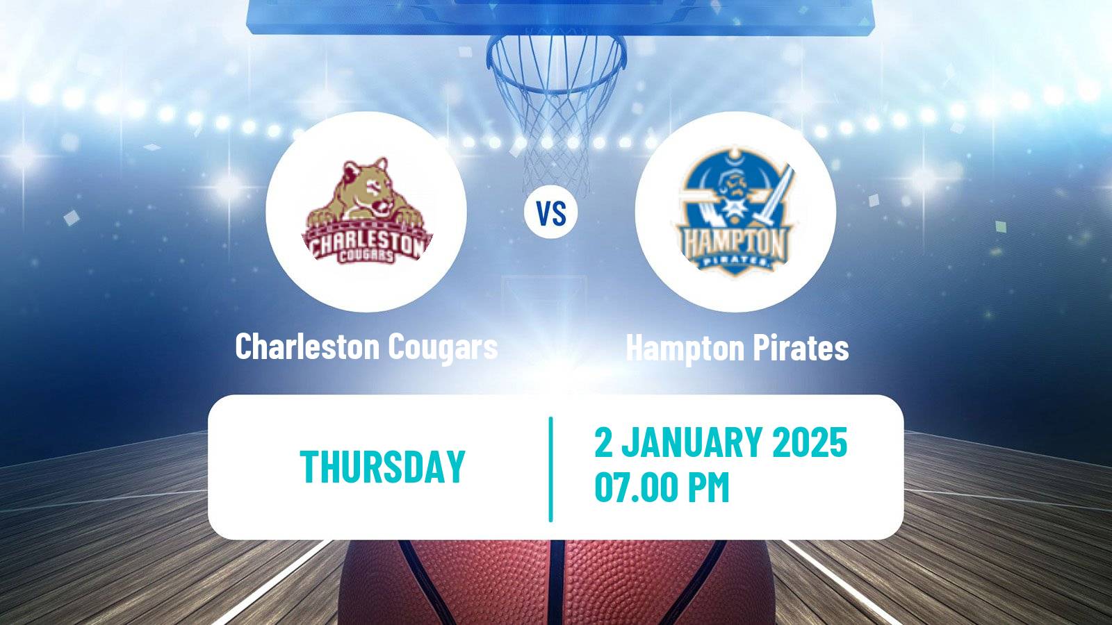 Basketball NCAA College Basketball Charleston Cougars - Hampton Pirates