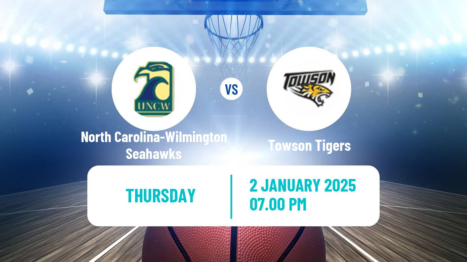 Basketball NCAA College Basketball North Carolina-Wilmington Seahawks - Towson Tigers