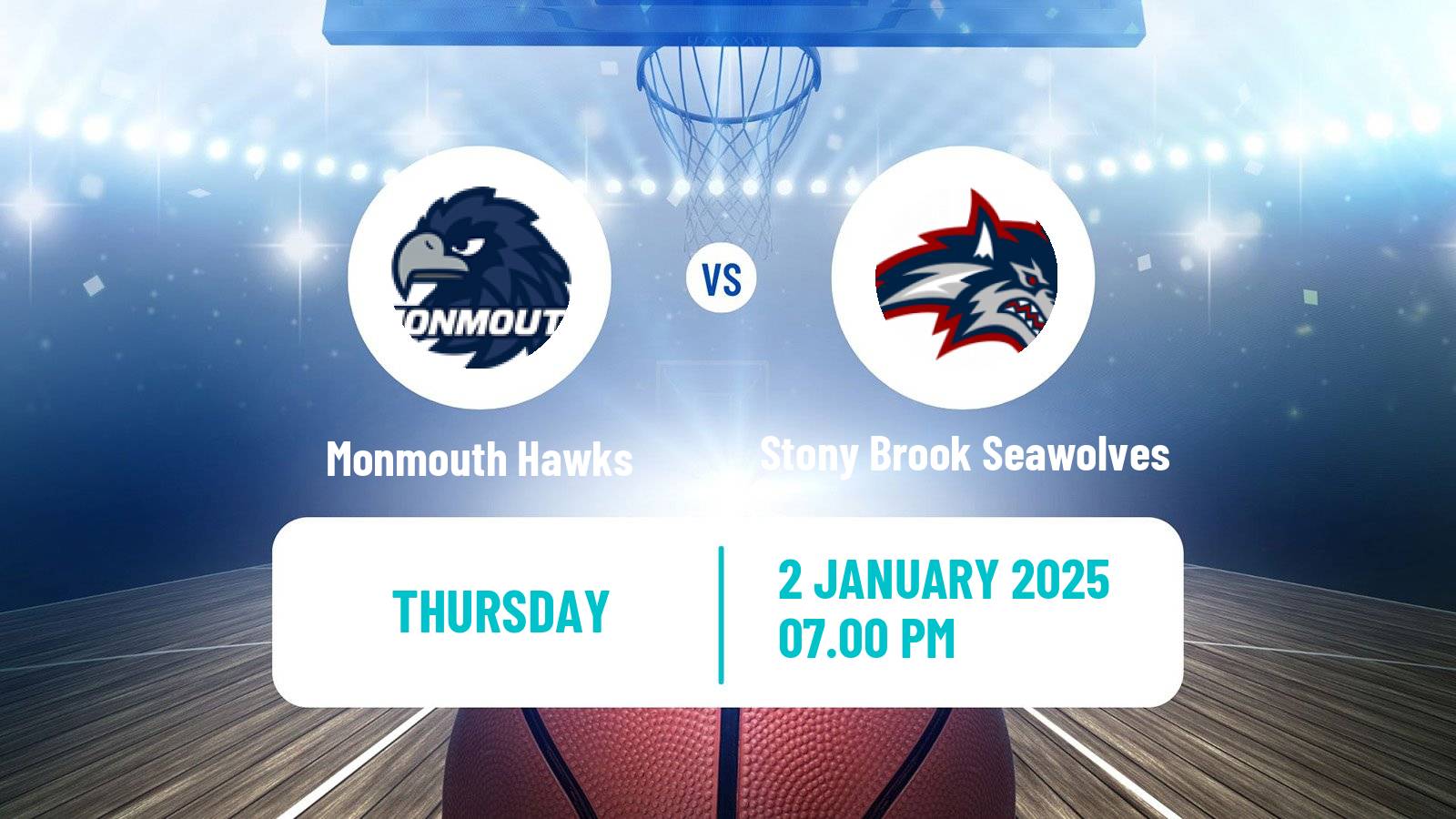 Basketball NCAA College Basketball Monmouth Hawks - Stony Brook Seawolves