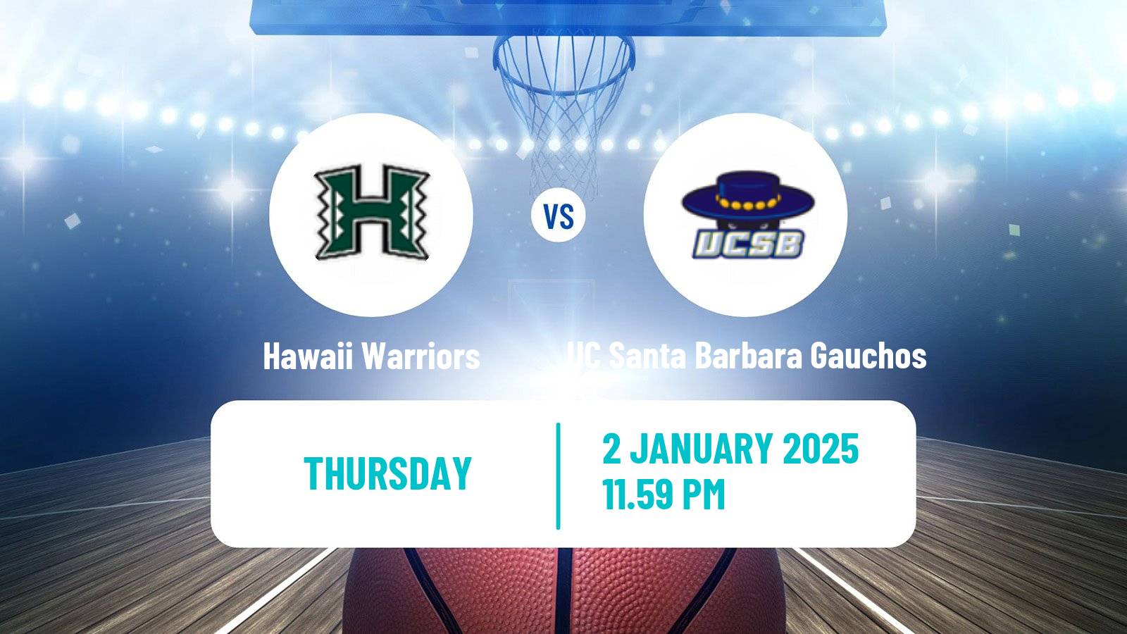 Basketball NCAA College Basketball Hawaii Warriors - UC Santa Barbara Gauchos