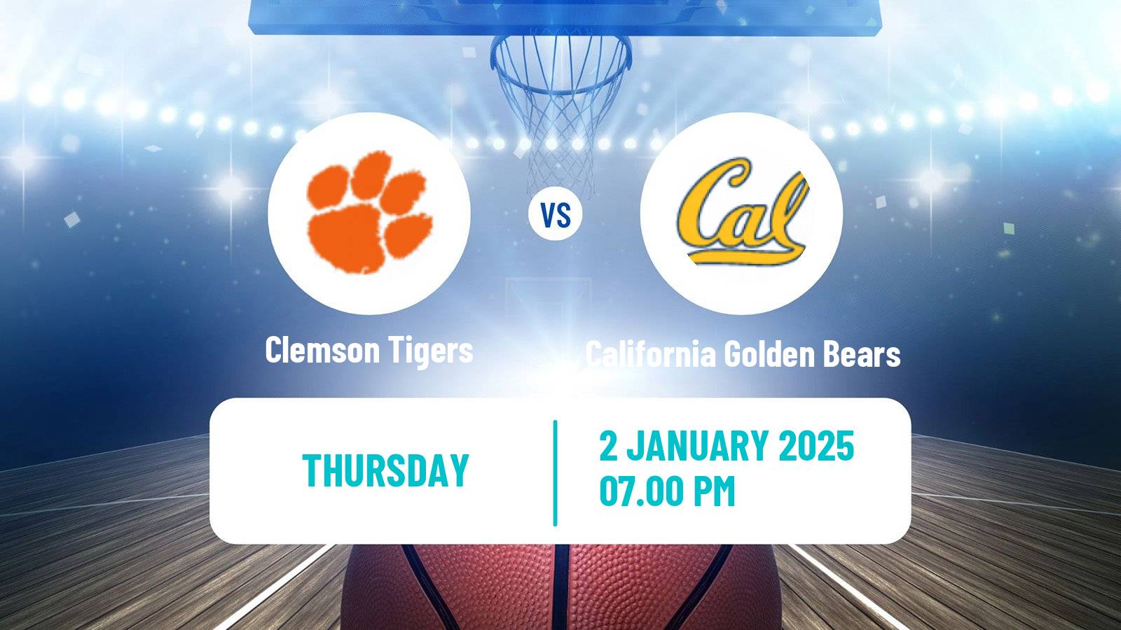 Basketball NCAA College Basketball Women Clemson Tigers - California Golden Bears