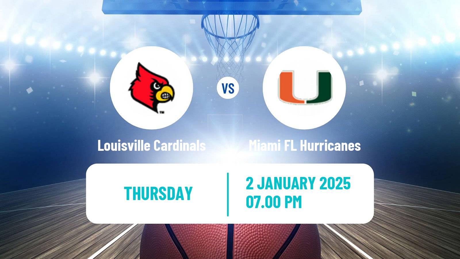 Basketball NCAA College Basketball Women Louisville Cardinals - Miami FL Hurricanes