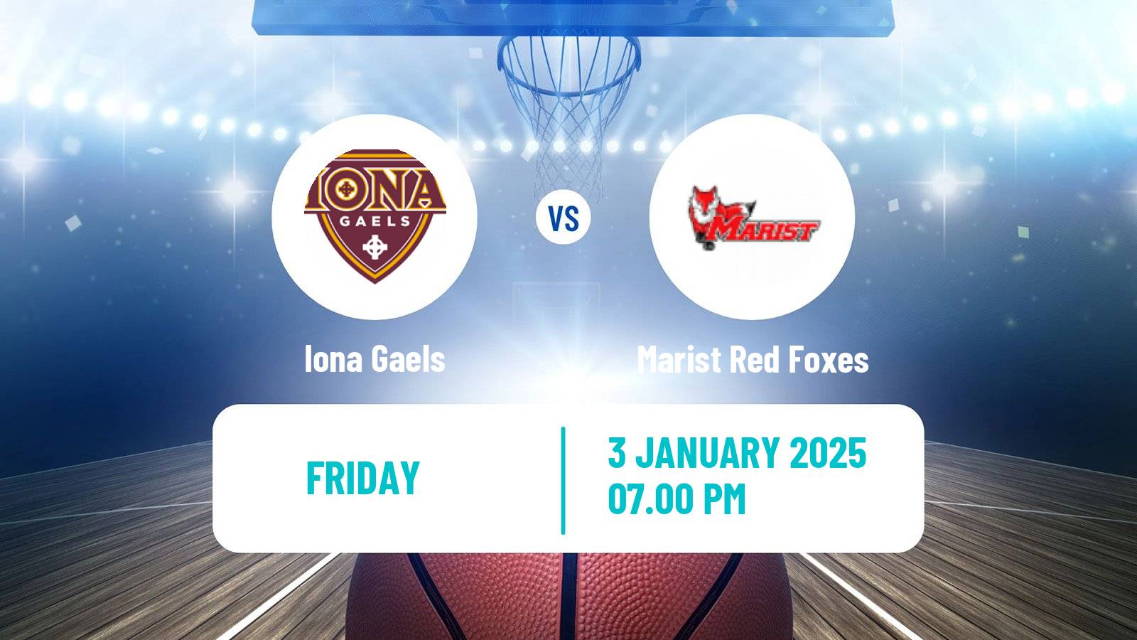 Basketball NCAA College Basketball Iona Gaels - Marist Red Foxes