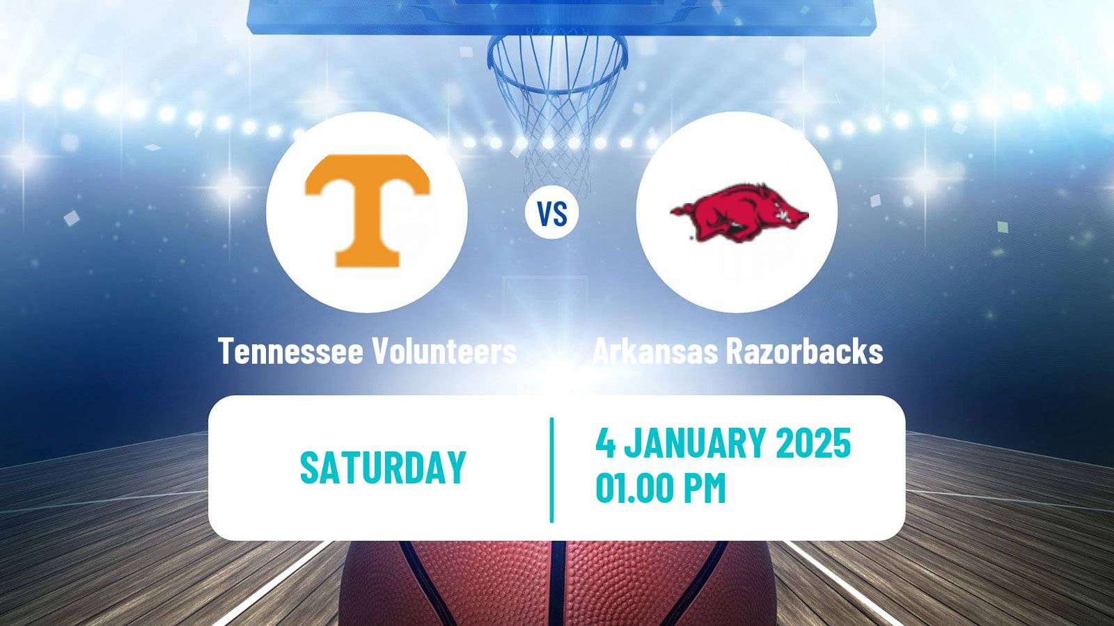 Basketball NCAA College Basketball Tennessee Volunteers - Arkansas Razorbacks