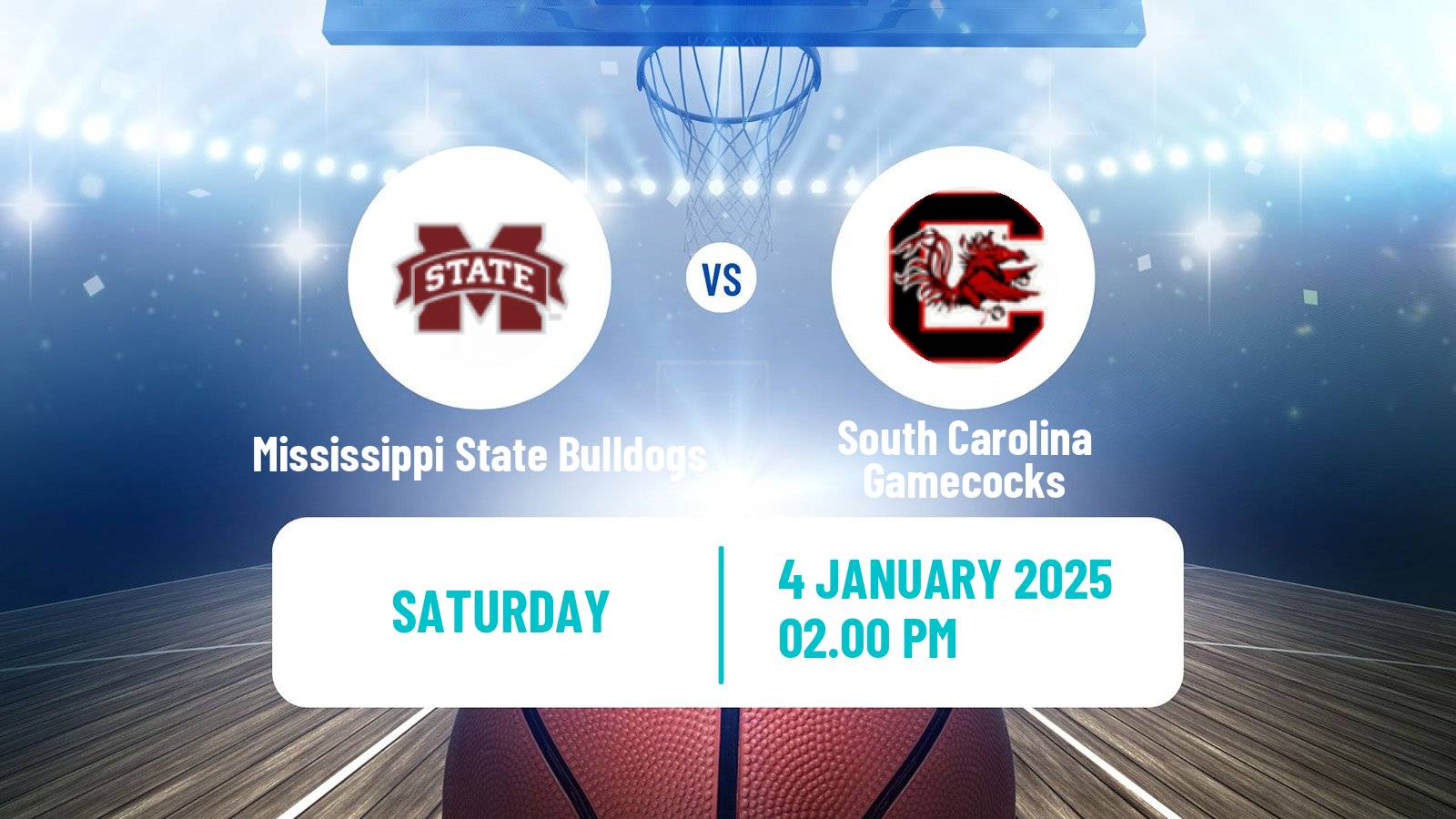 Basketball NCAA College Basketball Mississippi State Bulldogs - South Carolina Gamecocks