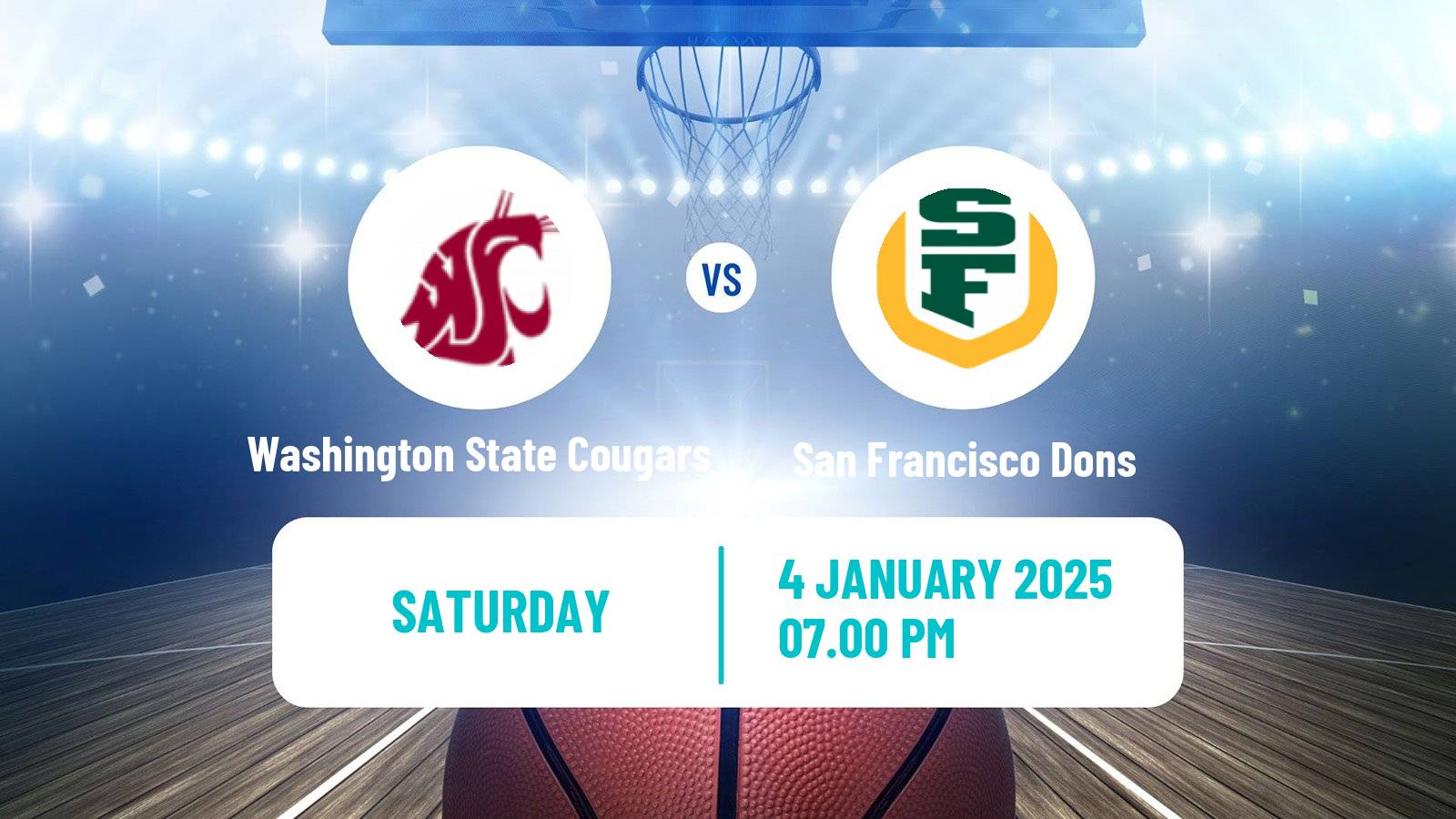 Basketball NCAA College Basketball Washington State Cougars - San Francisco Dons