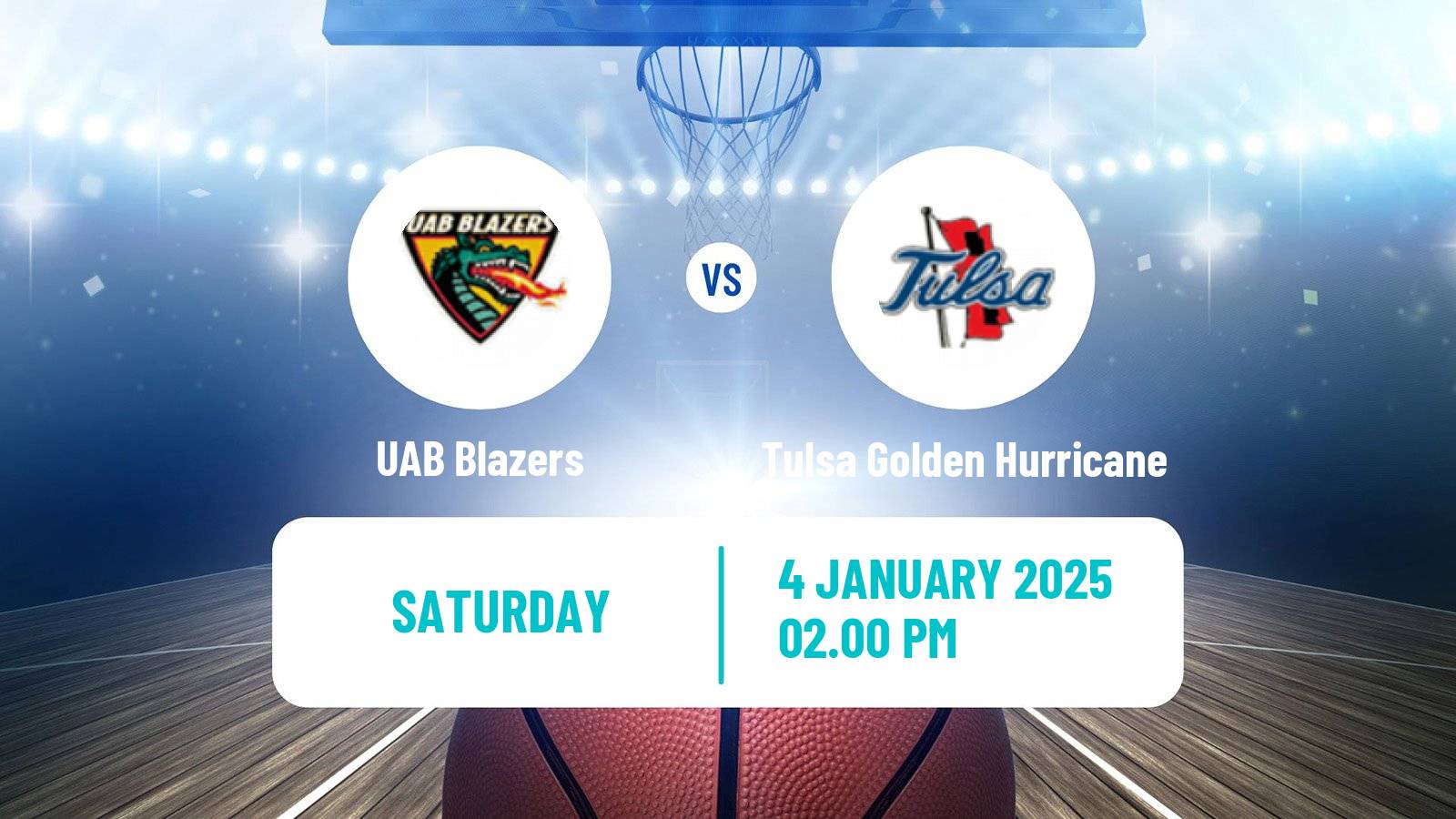 Basketball NCAA College Basketball UAB Blazers - Tulsa Golden Hurricane