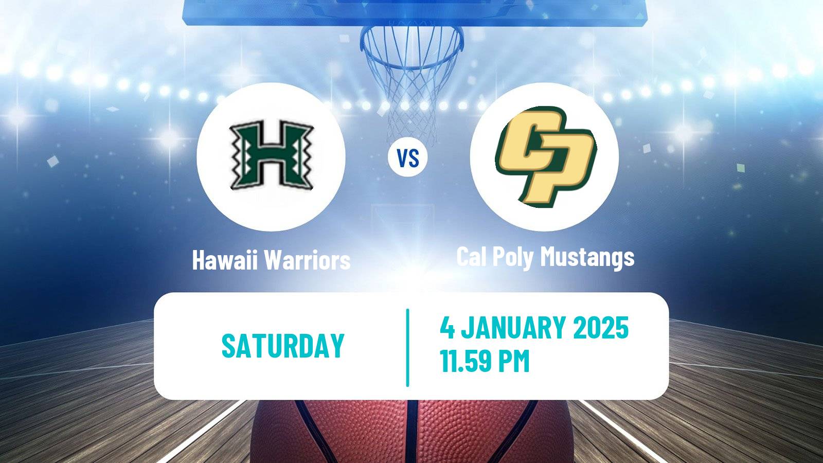 Basketball NCAA College Basketball Hawaii Warriors - Cal Poly Mustangs