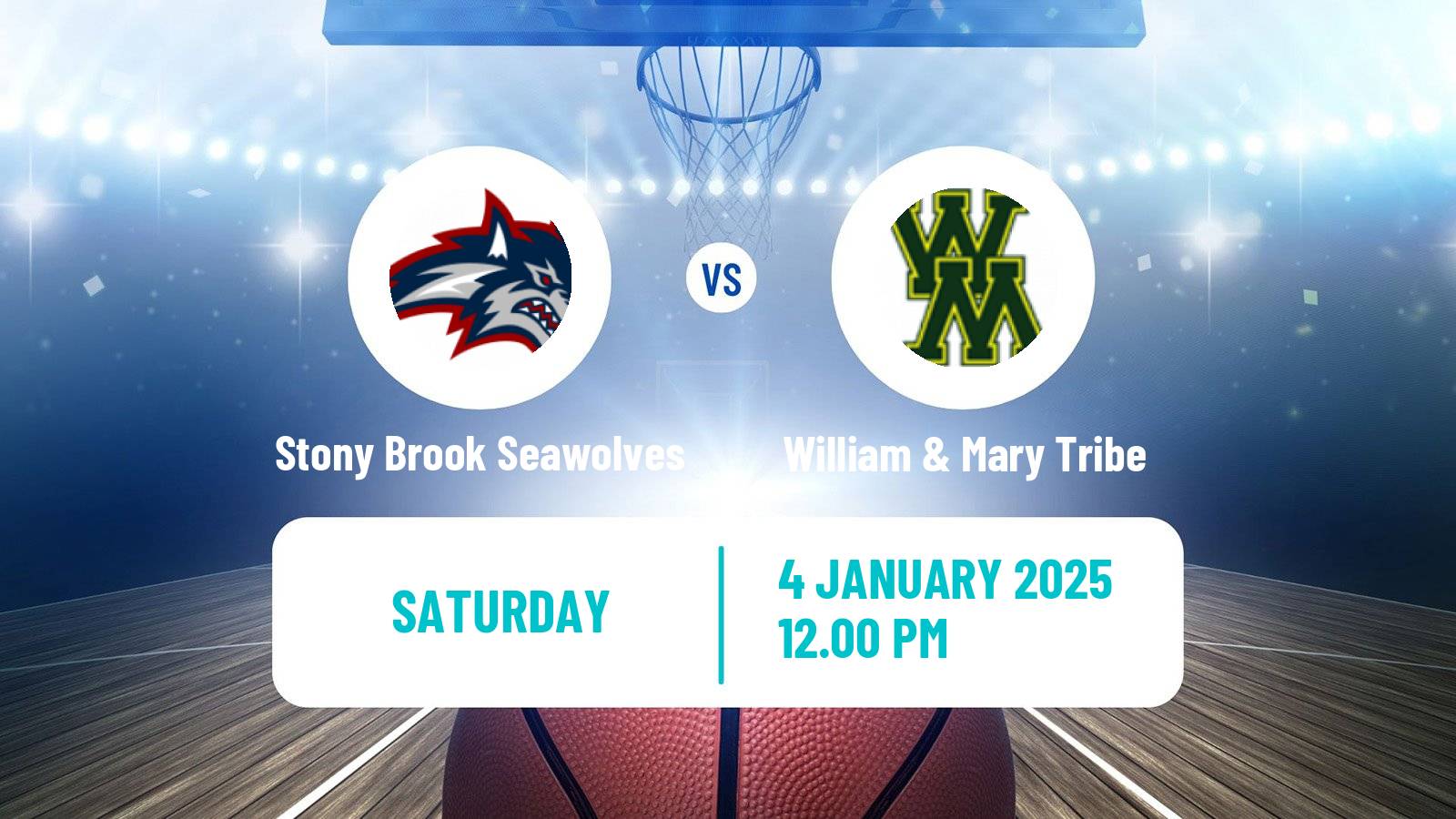 Basketball NCAA College Basketball Stony Brook Seawolves - William & Mary Tribe