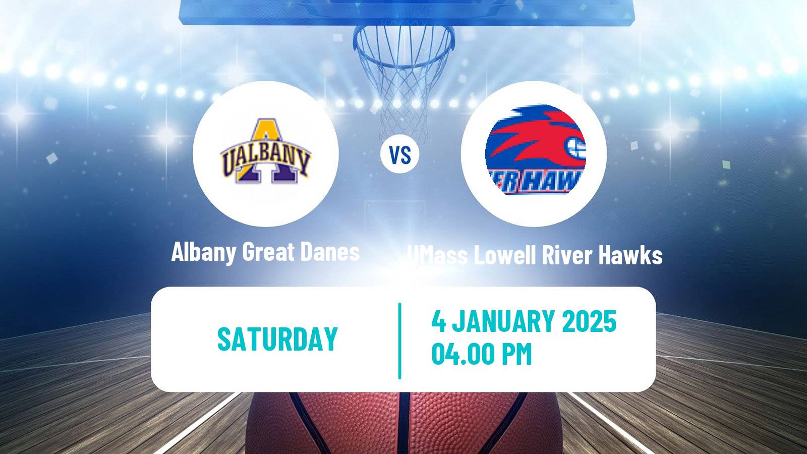 Basketball NCAA College Basketball Albany Great Danes - UMass Lowell River Hawks