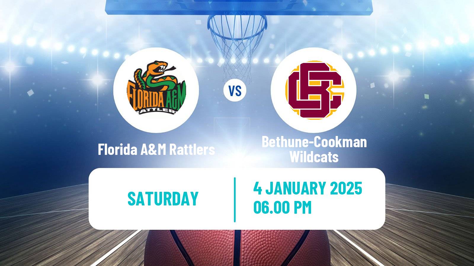 Basketball NCAA College Basketball Florida A&M Rattlers - Bethune-Cookman Wildcats