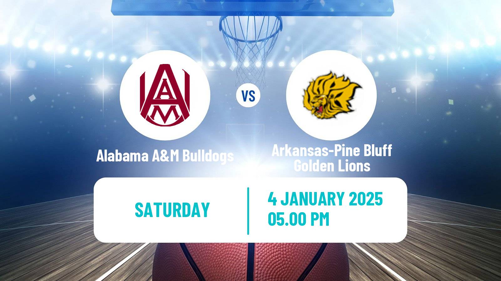 Basketball NCAA College Basketball Alabama A&M Bulldogs - Arkansas-Pine Bluff Golden Lions