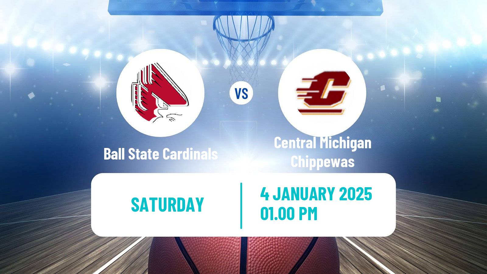 Basketball NCAA College Basketball Women Ball State Cardinals - Central Michigan Chippewas