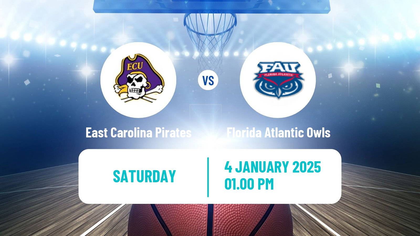 Basketball NCAA College Basketball Women East Carolina Pirates - Florida Atlantic Owls