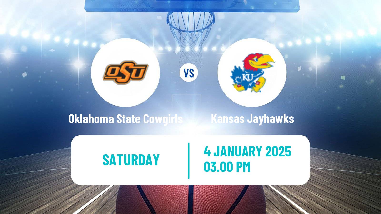 Basketball NCAA College Basketball Women Oklahoma State Cowgirls - Kansas Jayhawks