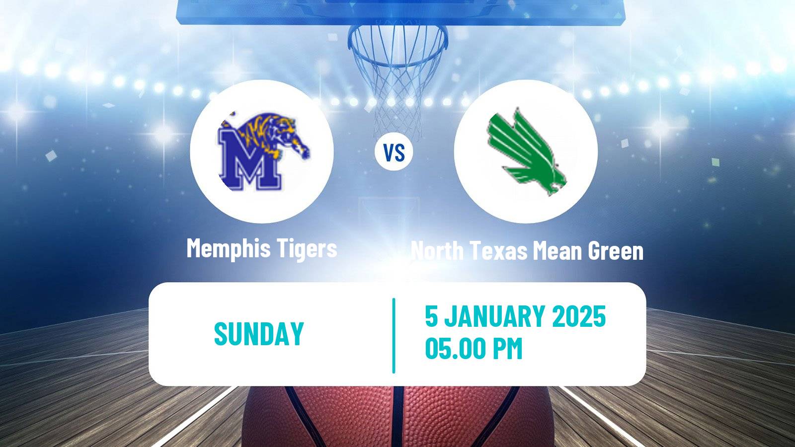 Basketball NCAA College Basketball Memphis Tigers - North Texas Mean Green