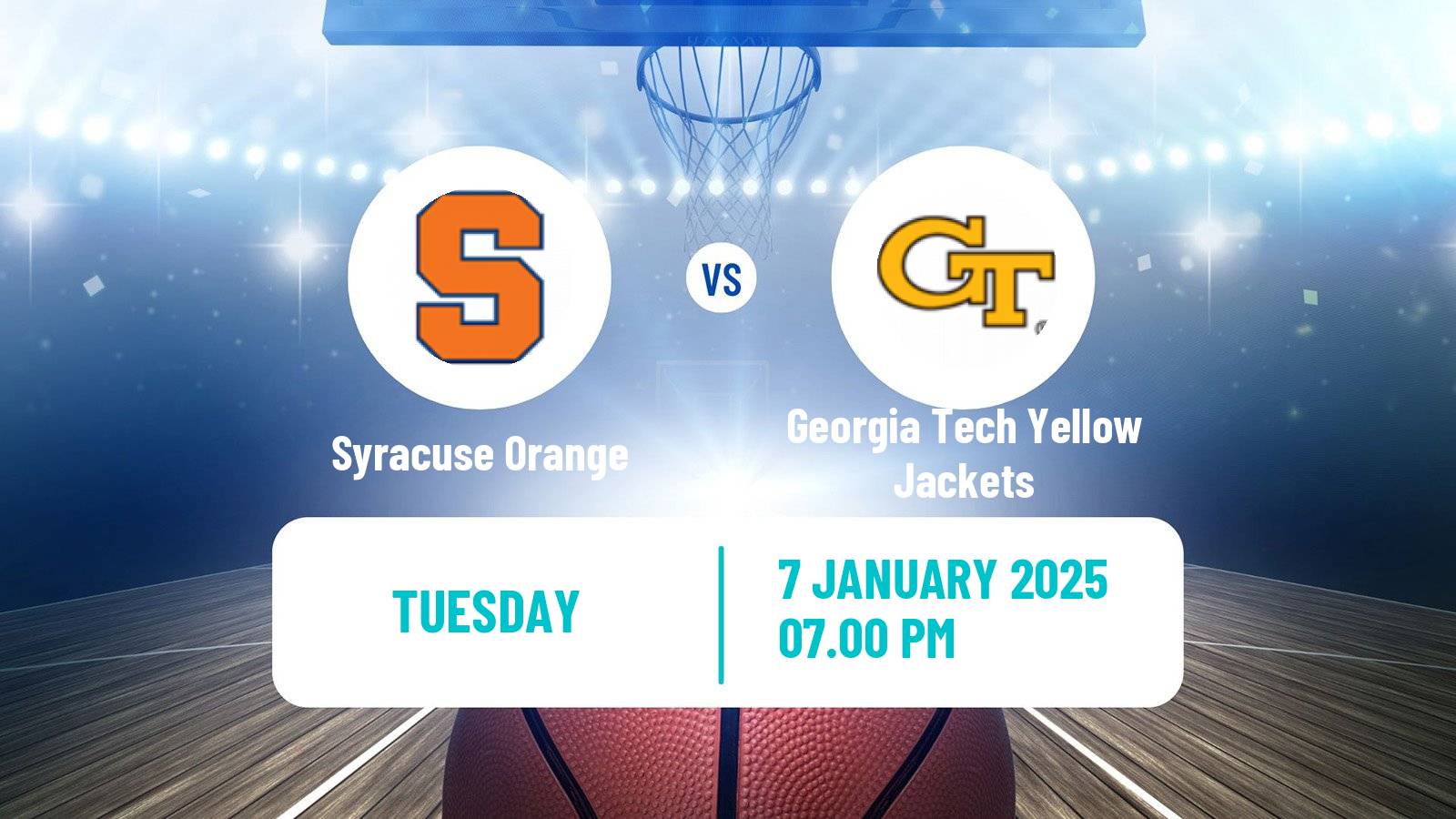 Basketball NCAA College Basketball Syracuse Orange - Georgia Tech Yellow Jackets