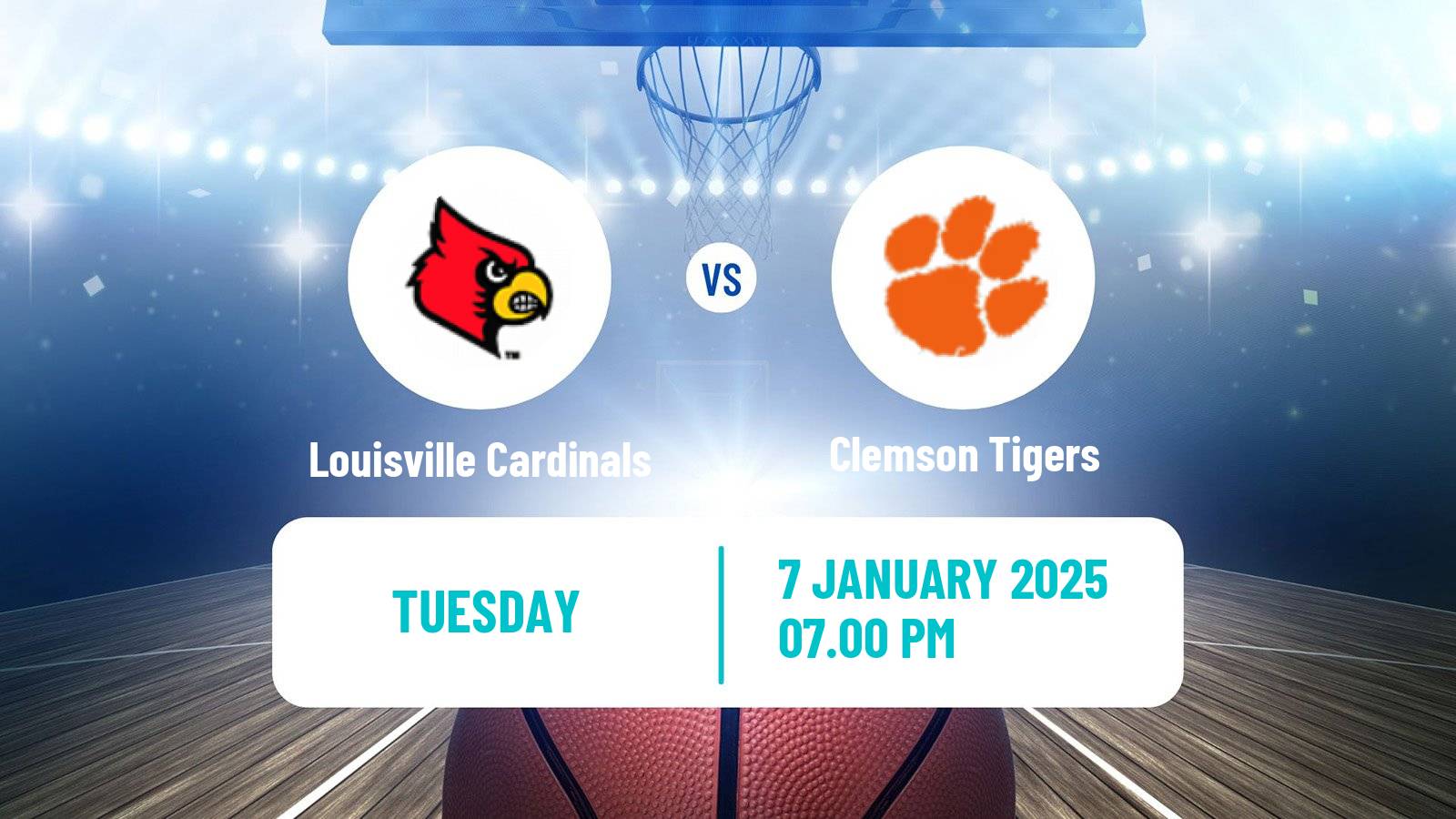 Basketball NCAA College Basketball Louisville Cardinals - Clemson Tigers