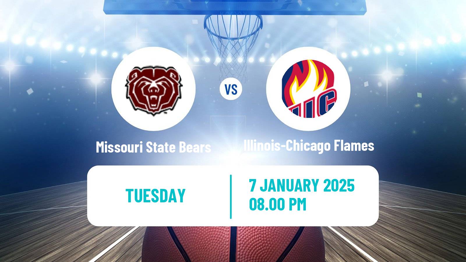 Basketball NCAA College Basketball Missouri State Bears - Illinois-Chicago Flames