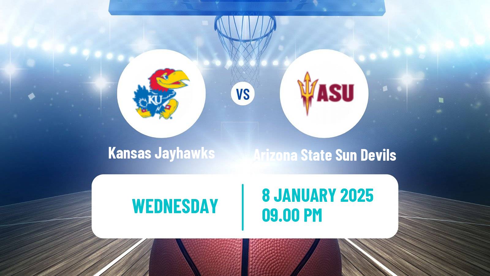 Basketball NCAA College Basketball Kansas Jayhawks - Arizona State Sun Devils