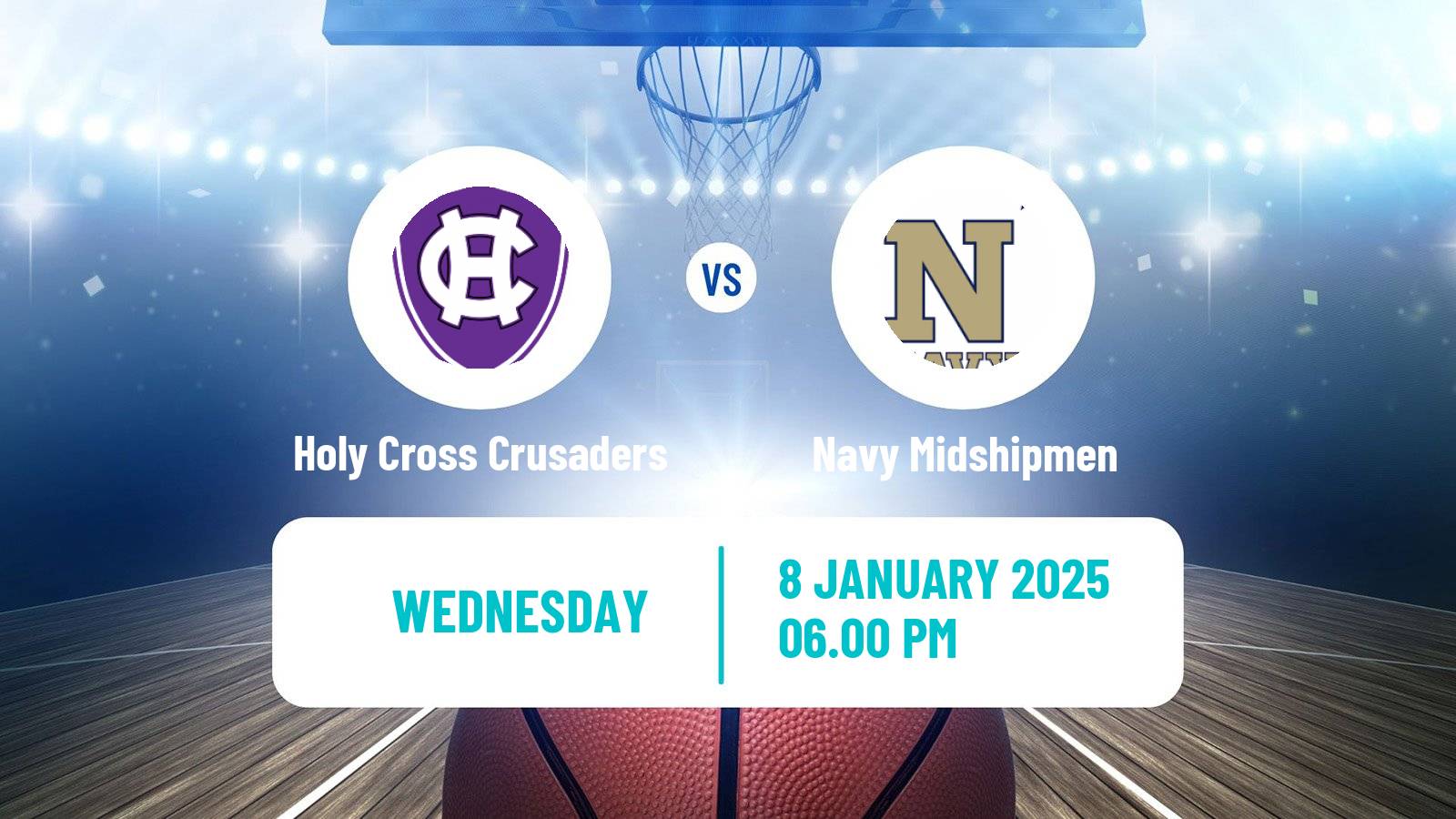 Basketball NCAA College Basketball Holy Cross Crusaders - Navy Midshipmen