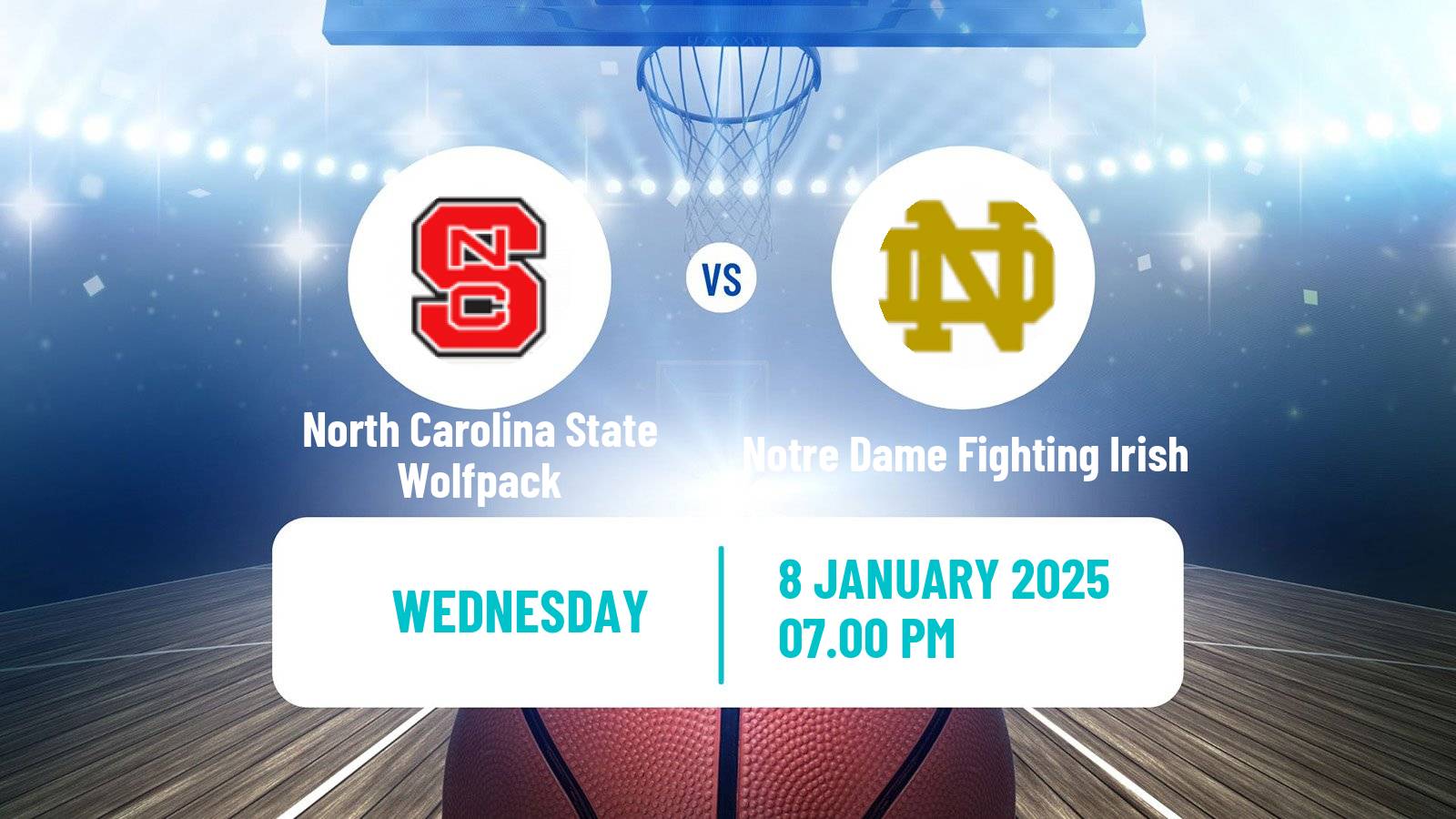 Basketball NCAA College Basketball North Carolina State Wolfpack - Notre Dame Fighting Irish