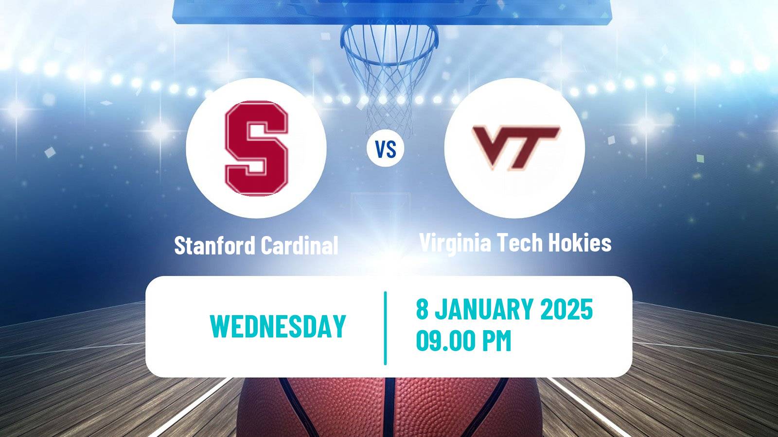 Basketball NCAA College Basketball Stanford Cardinal - Virginia Tech Hokies