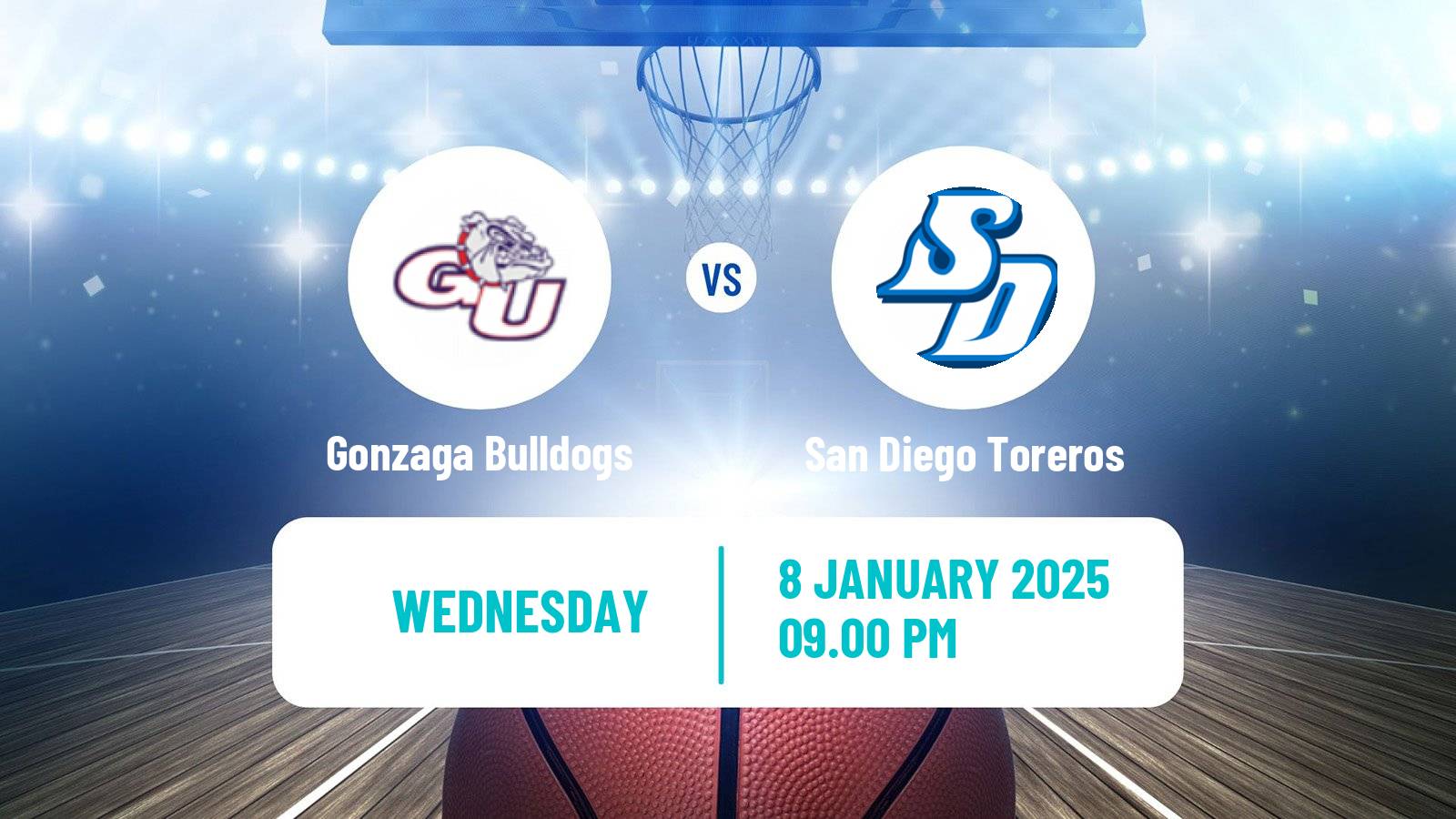 Basketball NCAA College Basketball Gonzaga Bulldogs - San Diego Toreros